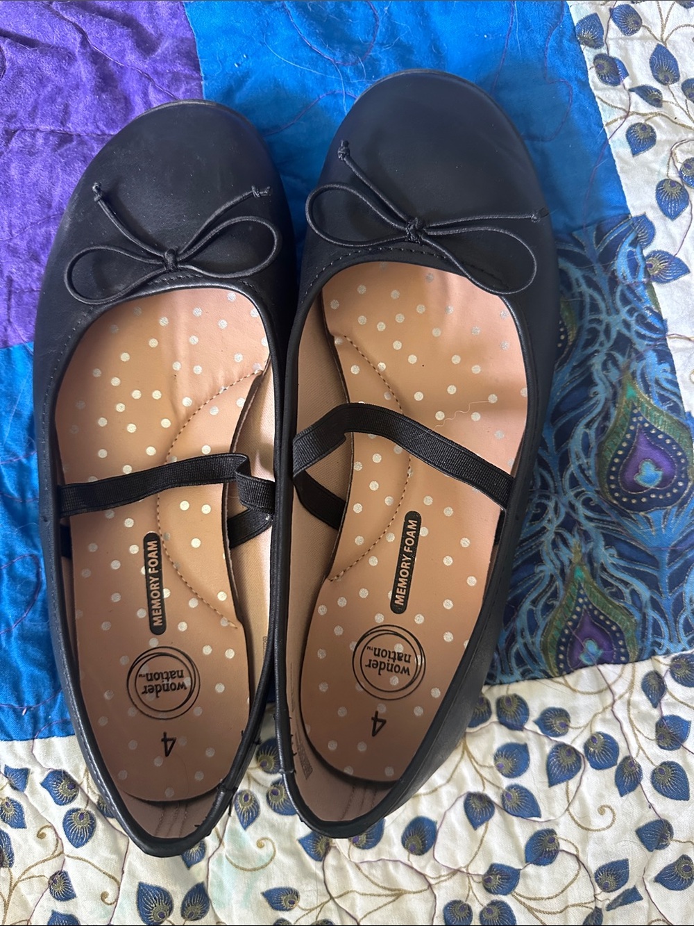 wonder nation Black Ballet Flats with Bow and Strap